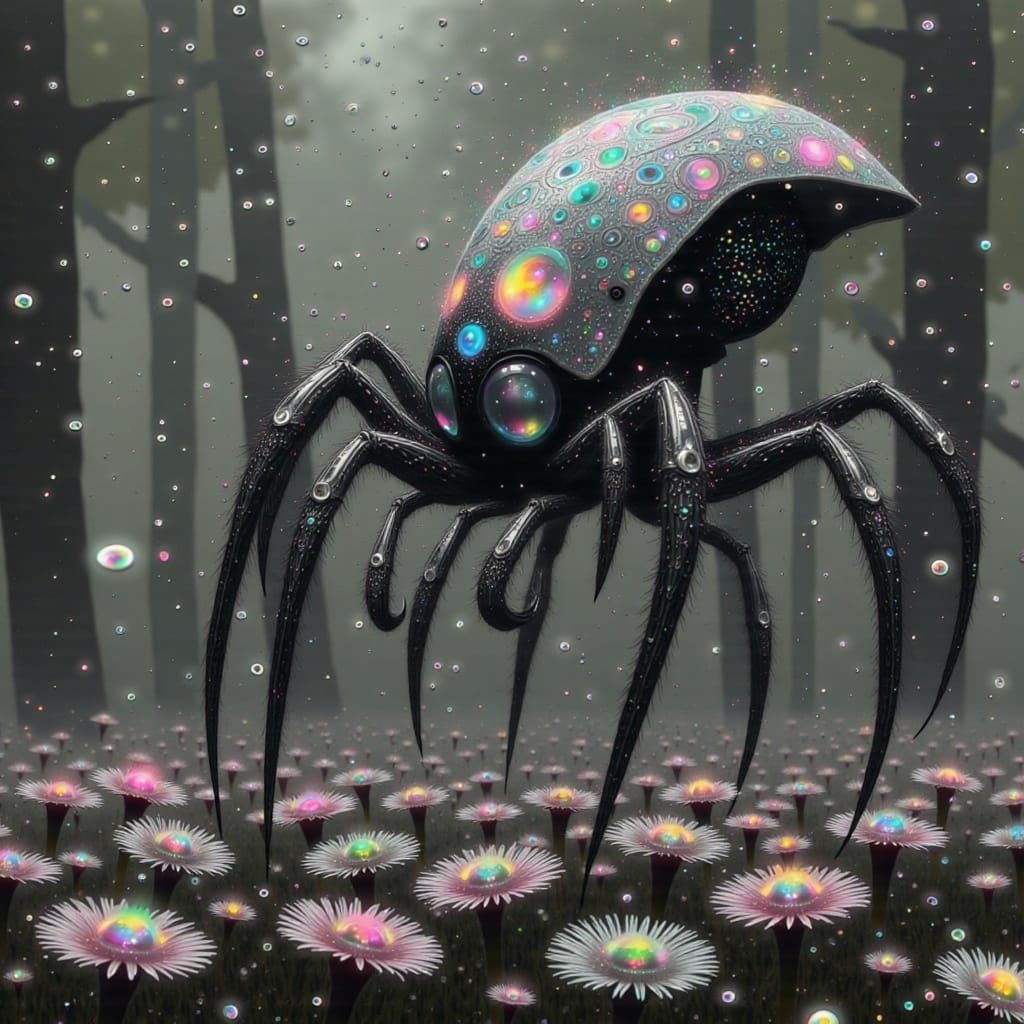 Ethereal Octopus-Spider Hybrid Emerges in Mystical Forest