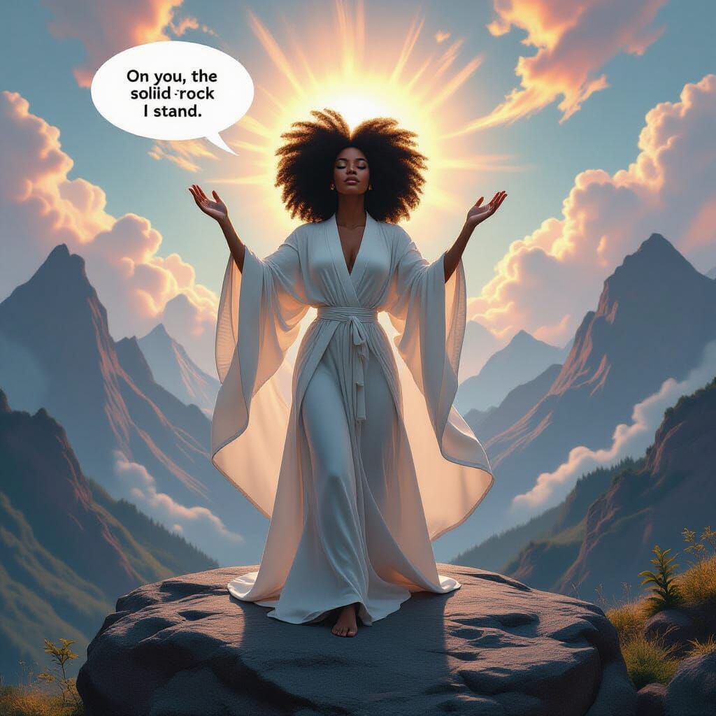 Black Woman in Ethereal Landscape, Digital Art