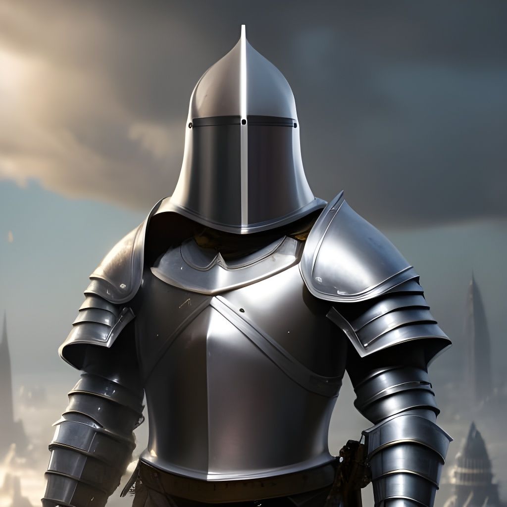 Silver Knight Portrait with Volumetric Lighting