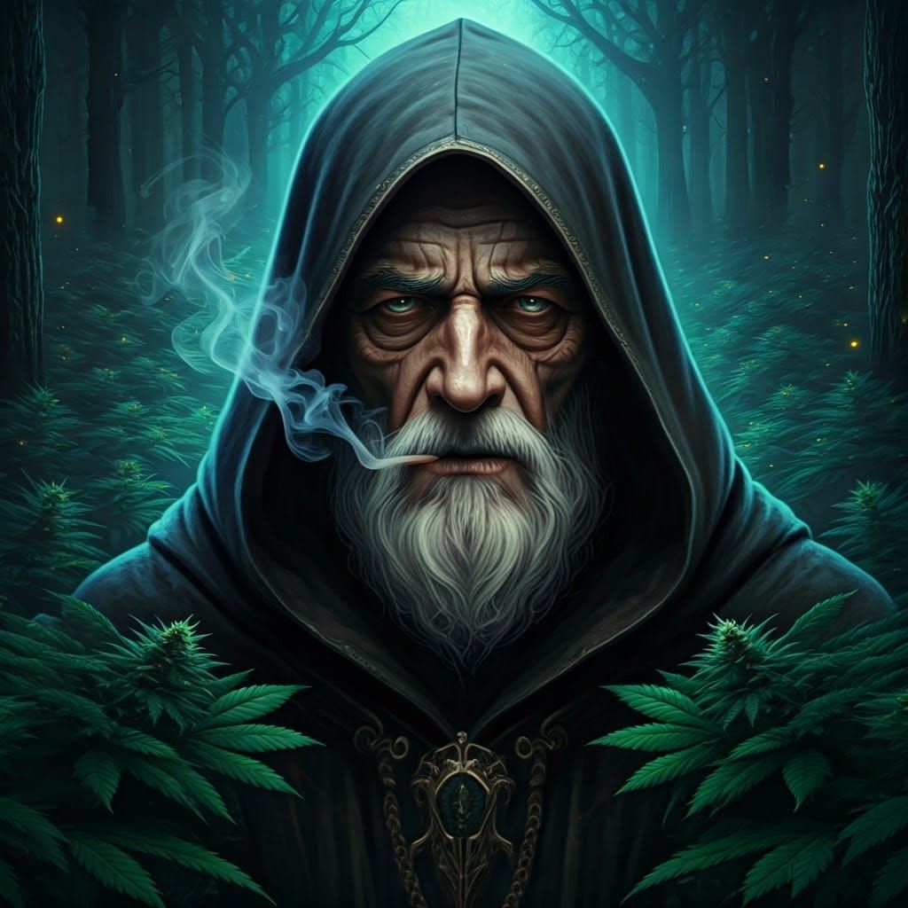 Mystical Necromancer in Haunted Forest, Dark Fantasy Art