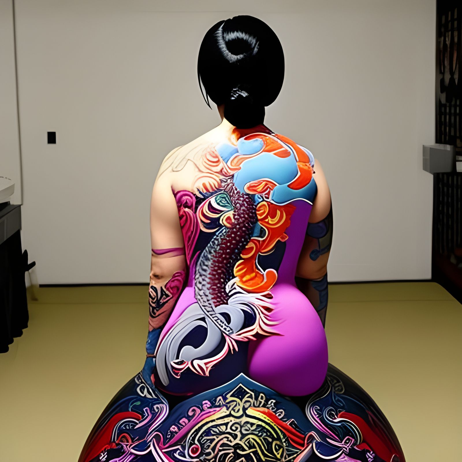 Dragon Tattoo Woman in Hyperrealistic Splash Art