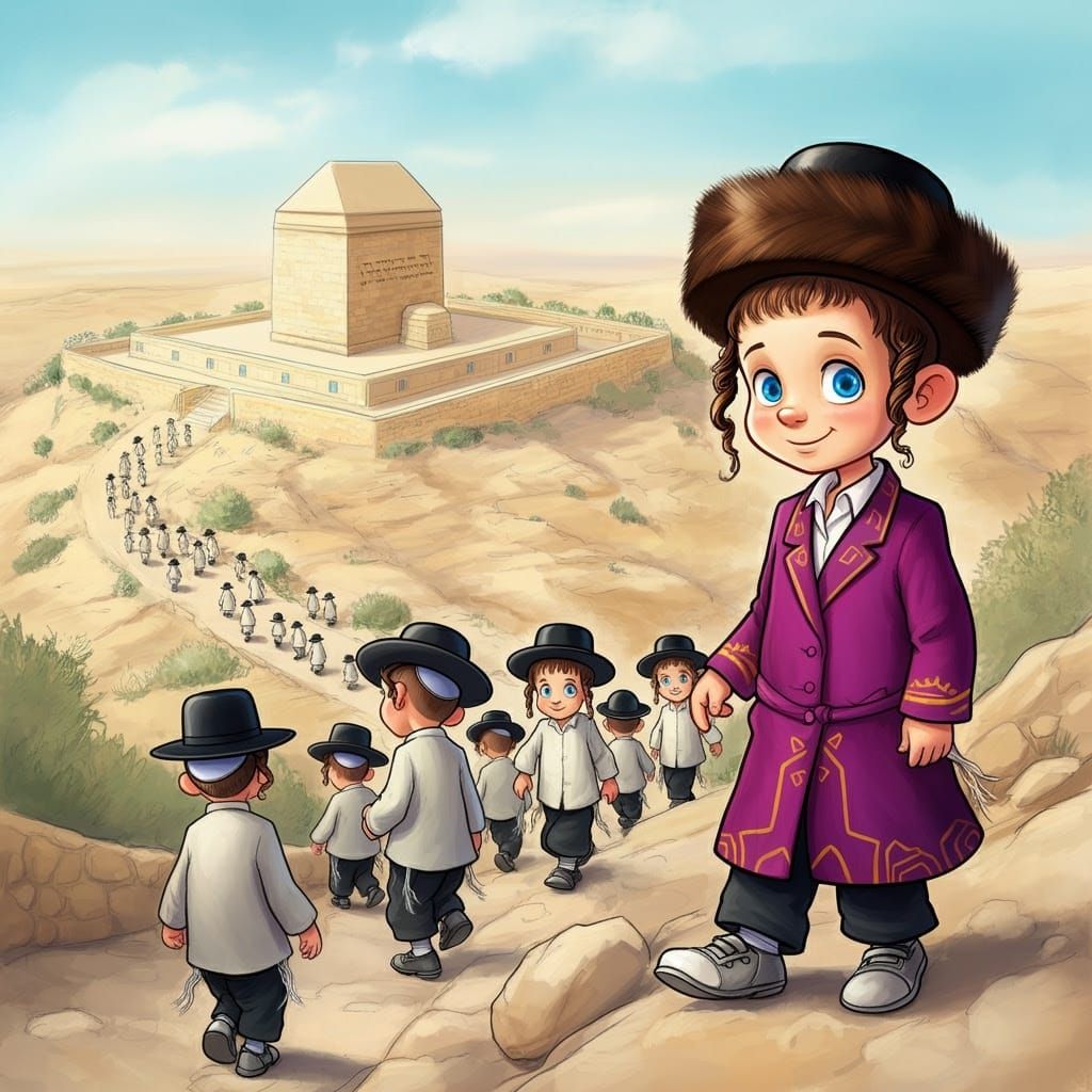 Cartoon Jewish Boys Pilgrimage Illustration