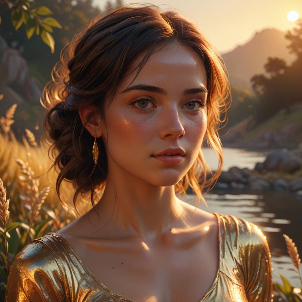 Therafluid in Golden Light: A Vibrant Oil Painting