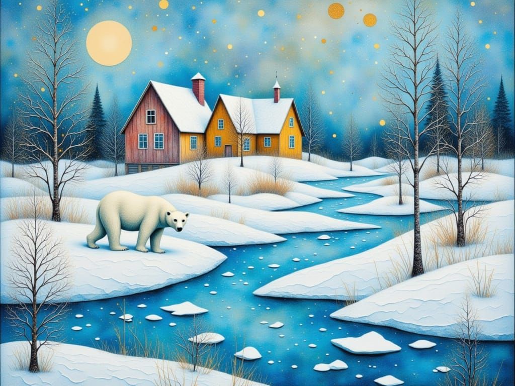 Winter Whispers in Arctic Impasto