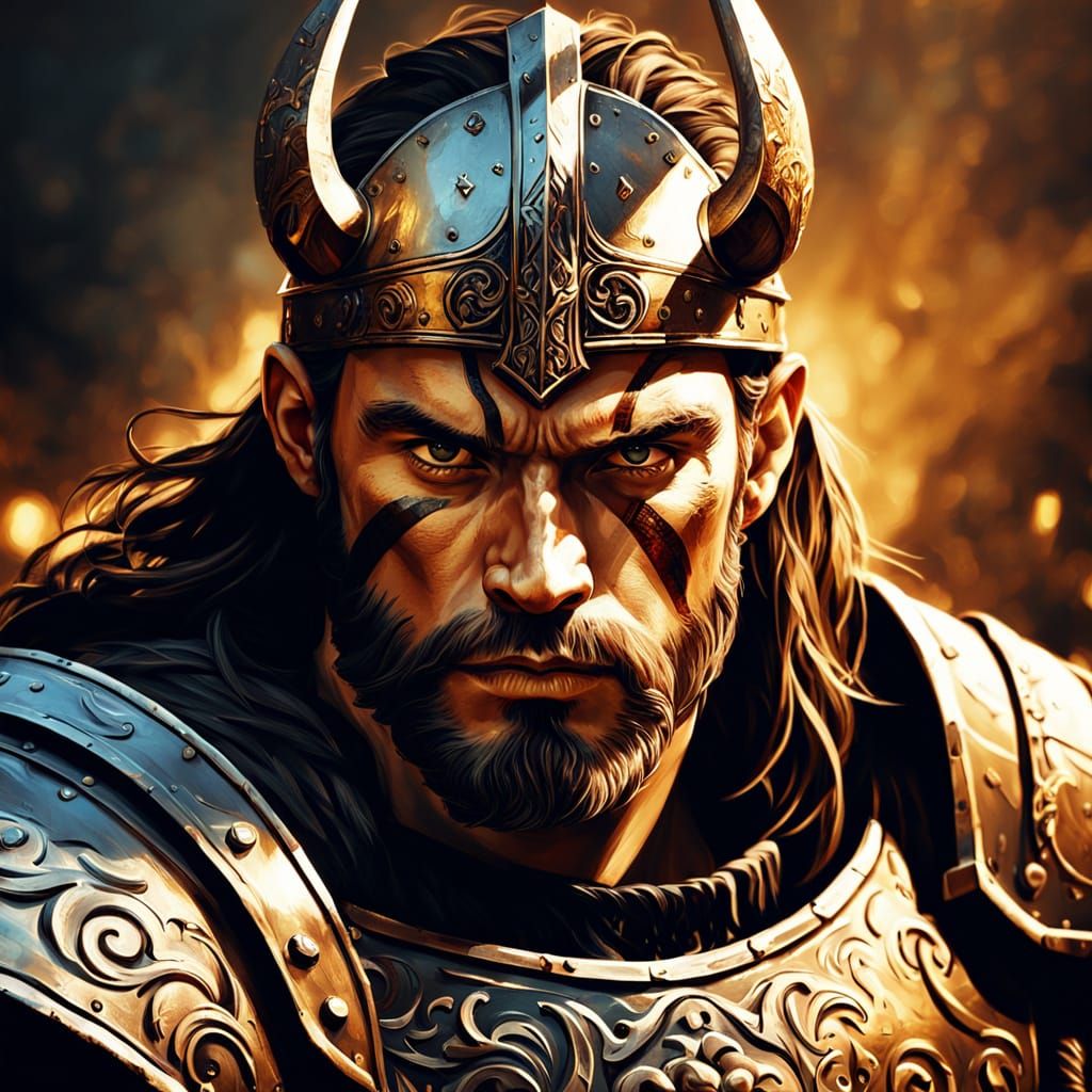 Majestic Viking Warrior in Oil Painting Style