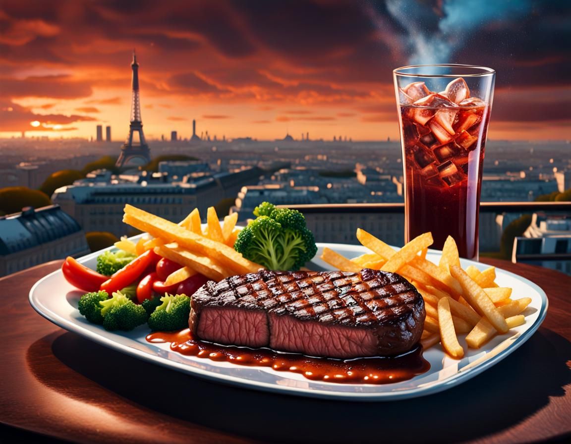 Fine Dining Texan Steak Overlooking Paris