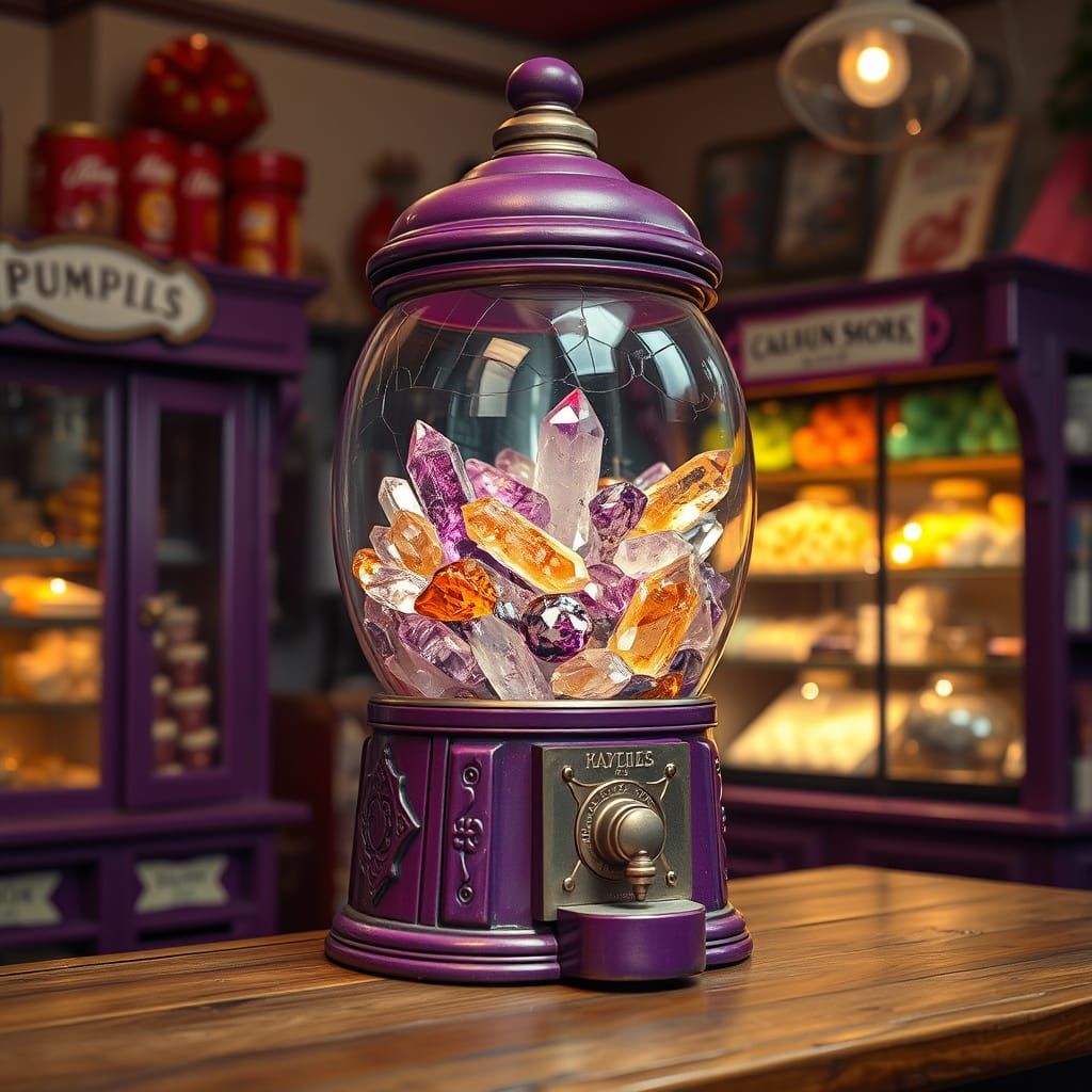 Majestic Antique-Style Gumball Machine Filled with Glitterin...