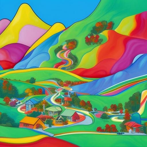 Vibrant Valley Maso in Gouache Wonderland