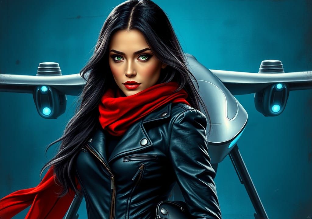 Turkish Pin-Up Girl with War Drone