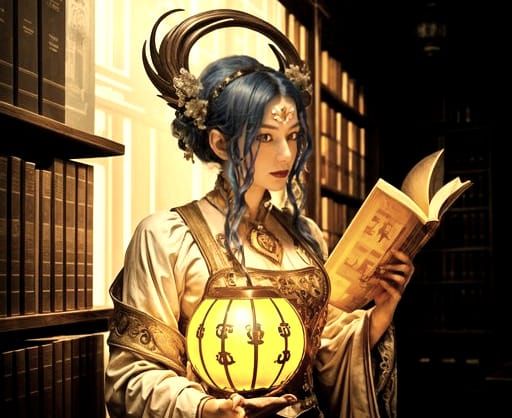 Surreal Infinite Library in Hyperrealistic Style