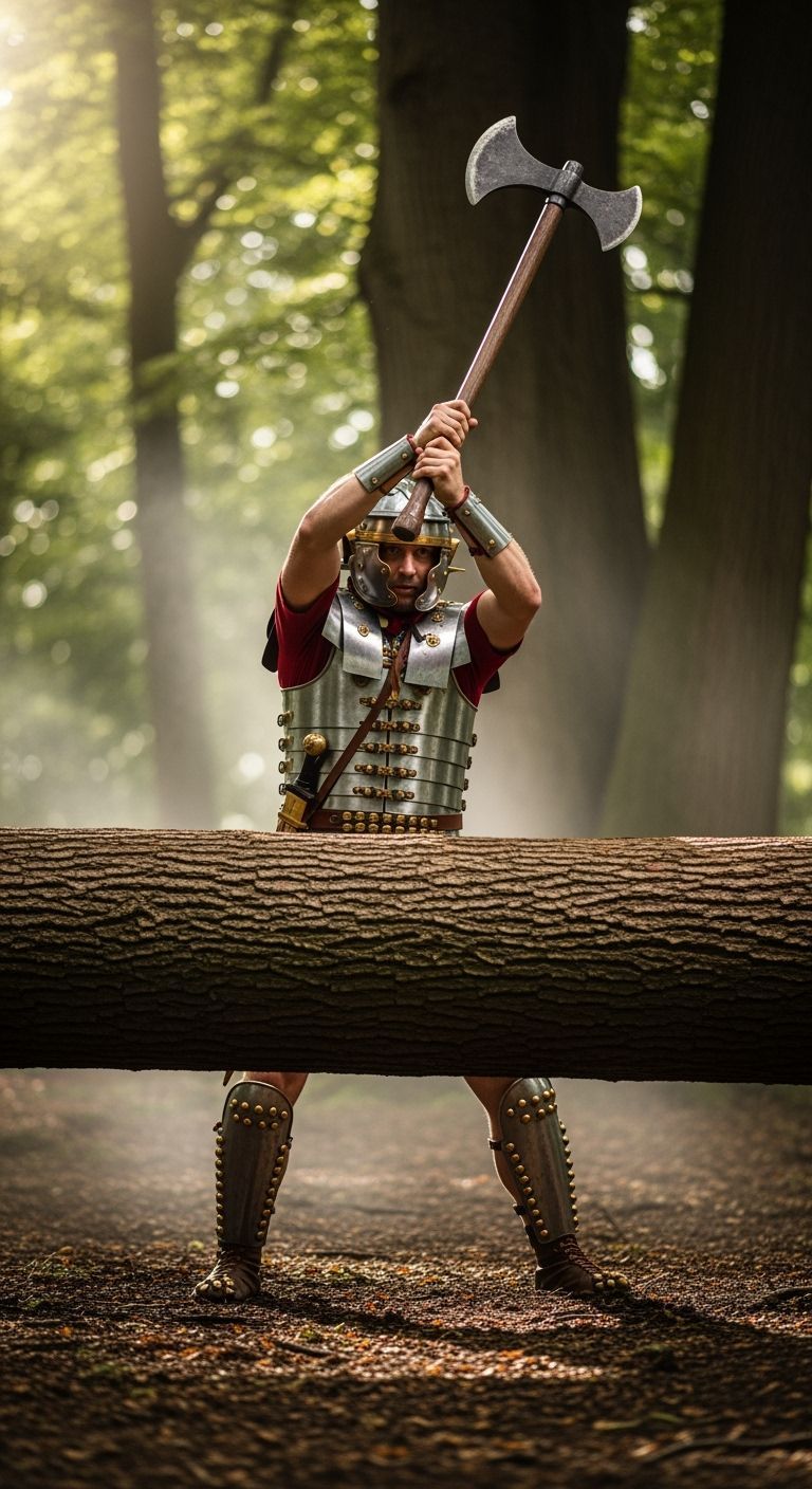 Roman Legionnaire Ready to Strike with Axe