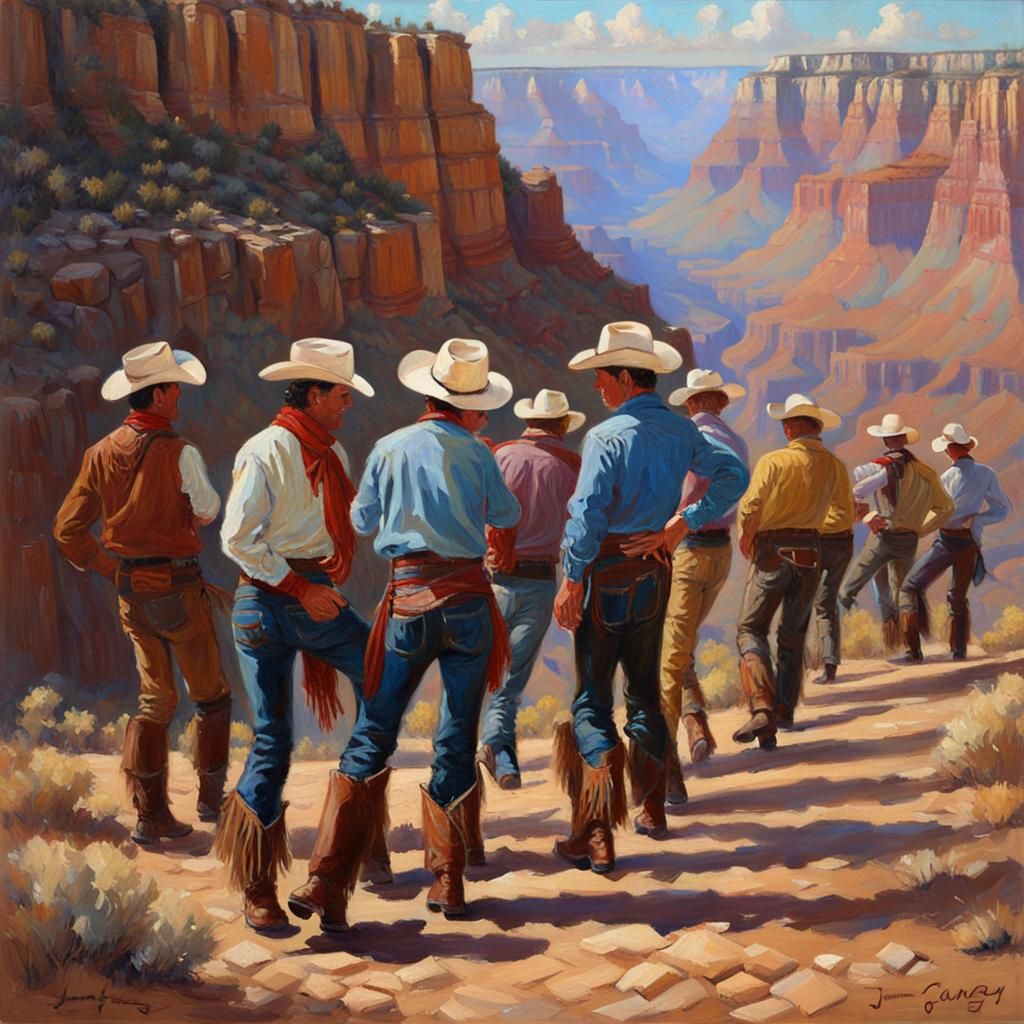 Line Dancers at the Grand Canyon: Oil Painting