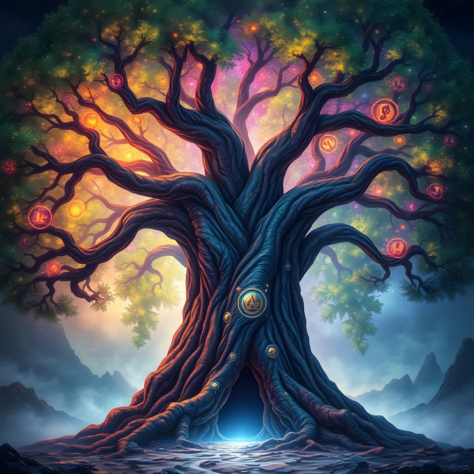 Envisioned Tree of Whispers: A Celestial Nexus in Hyperreali...