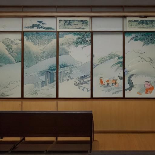 Medical Robot Cares for Cat in Ukiyo-e Style