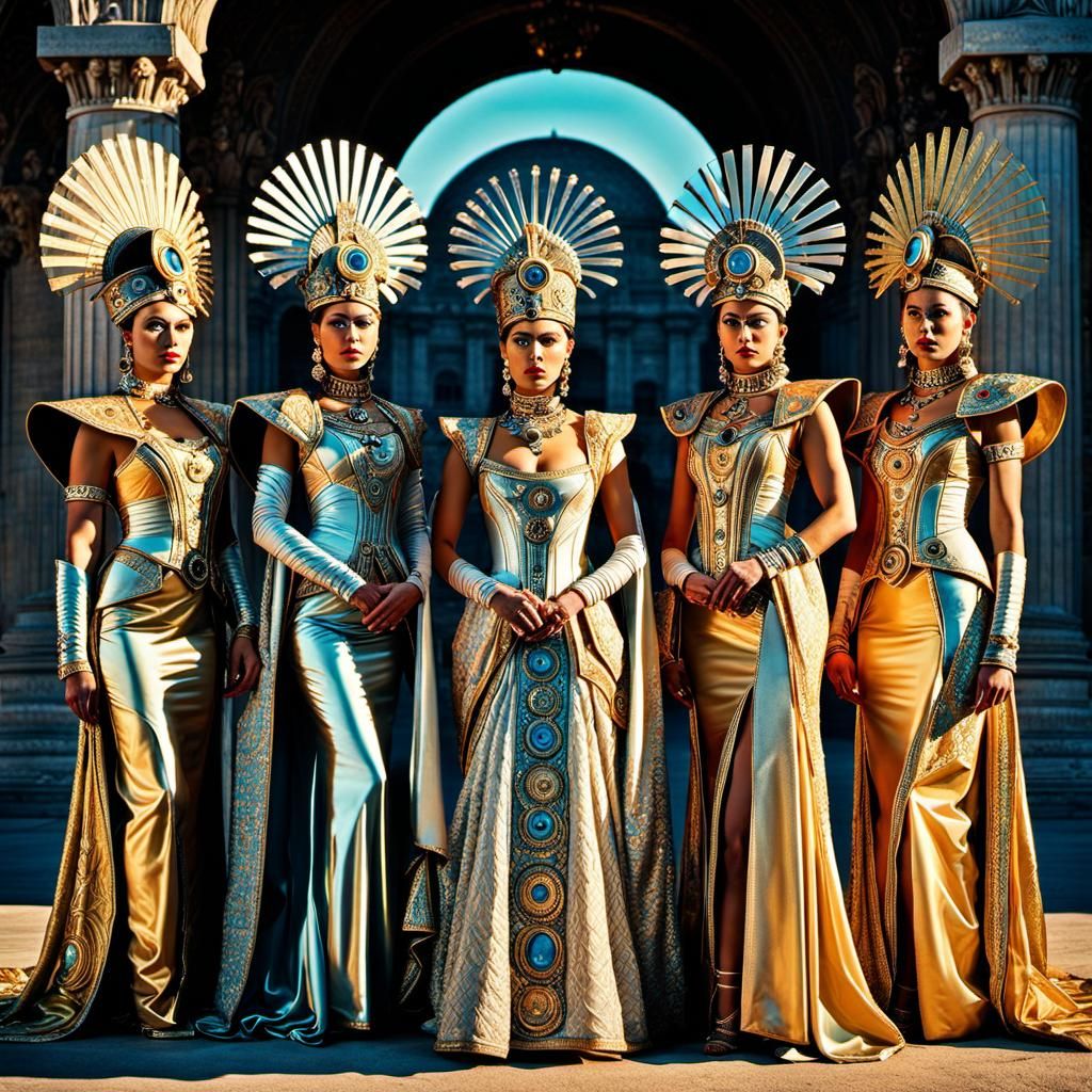 Sci-Fi Alien Empresses in Retro-Futuristic Style