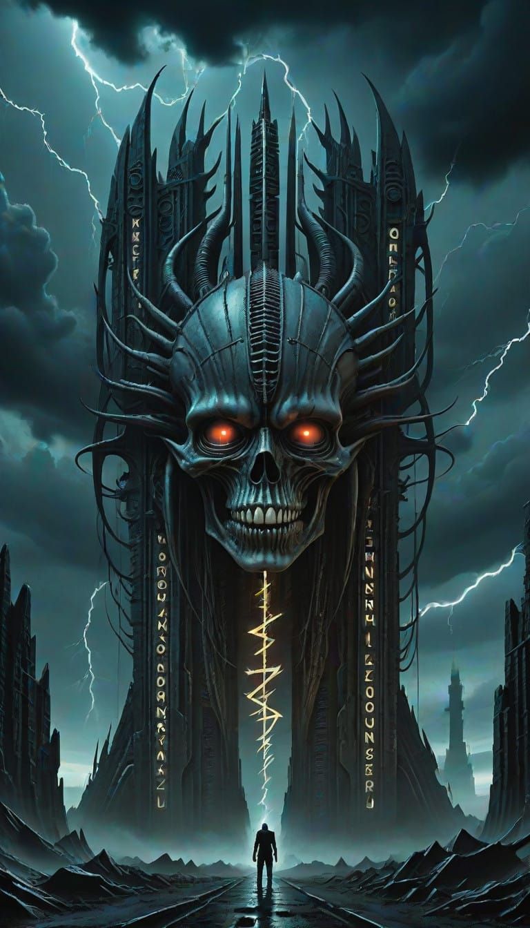 Ominous Sign in Dark Futuristic Aesthetic