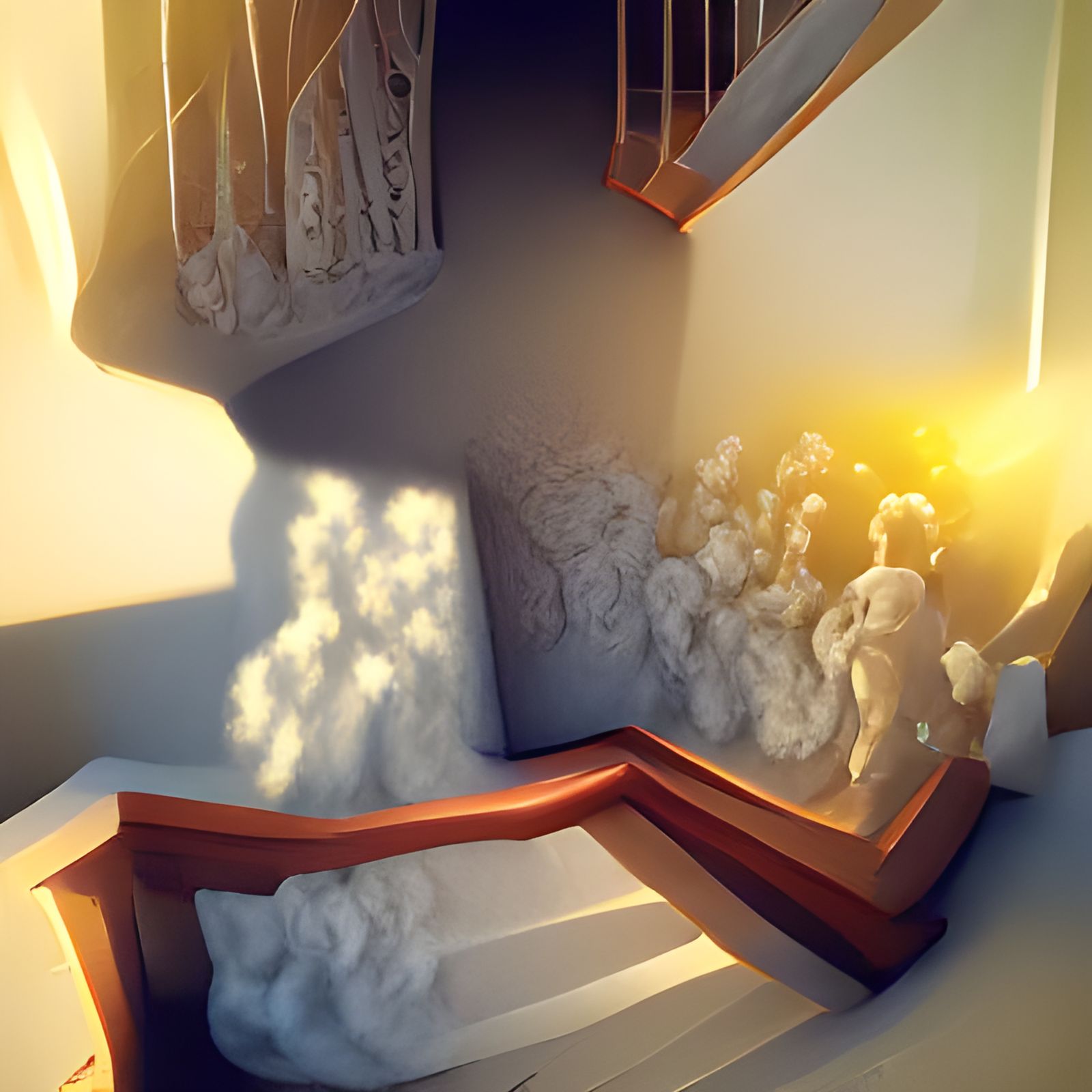 Elderly Woman's Ethereal Ascent to Heaven