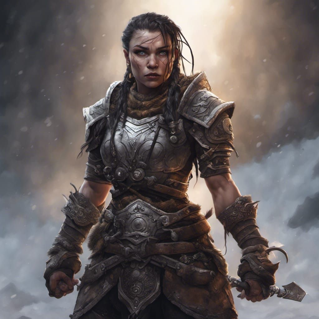 Detailed Dwarf Warrior in Dark Fantasy Style