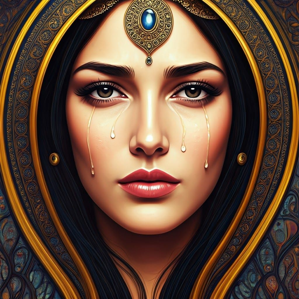 Opalescent Beauty in Art Nouveau Style Portrait