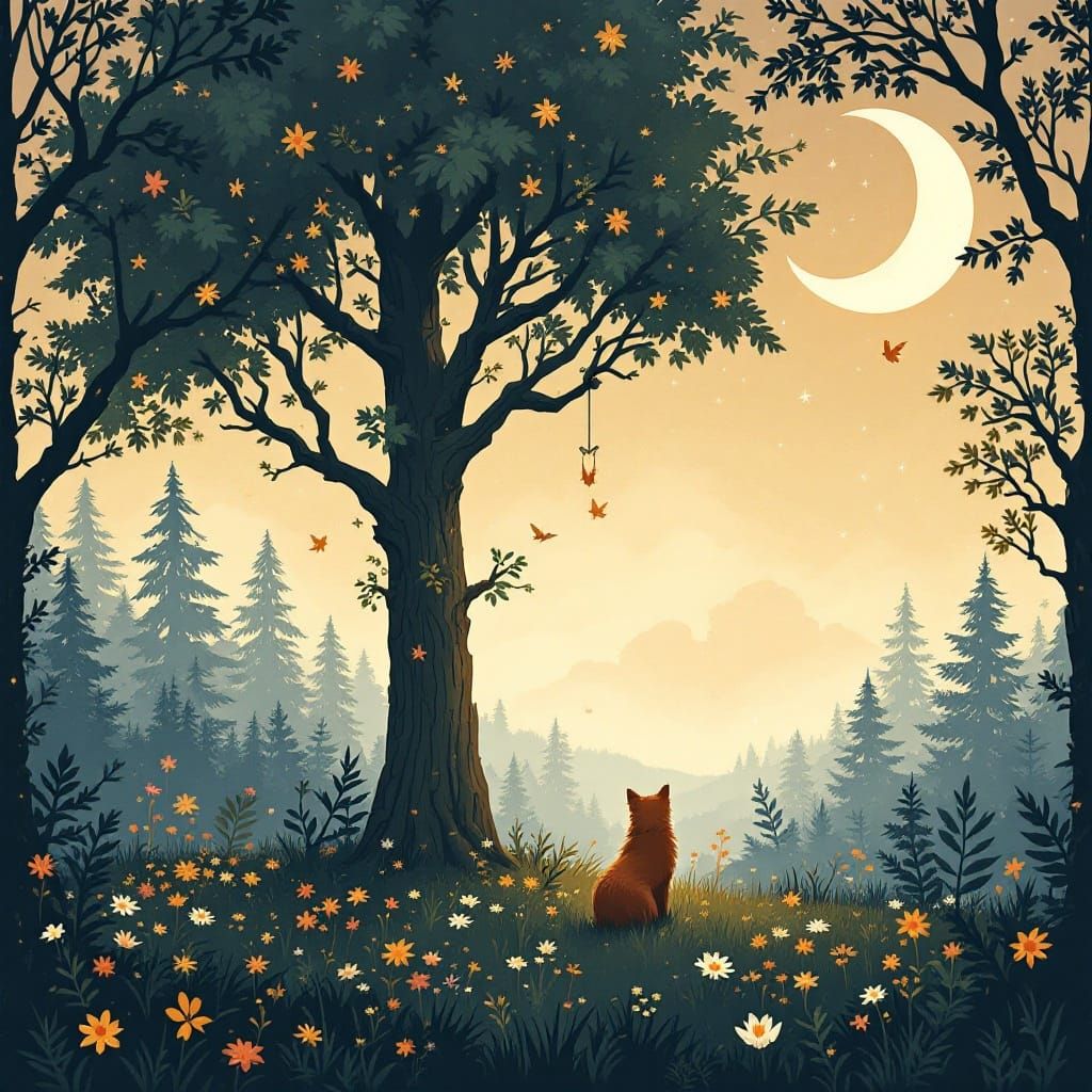 Magical Forest Scene on Midsummer's Eve