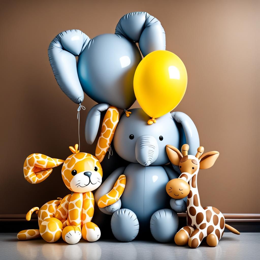 Joyful Balloon Animal Hug: A Heartwarming Scene