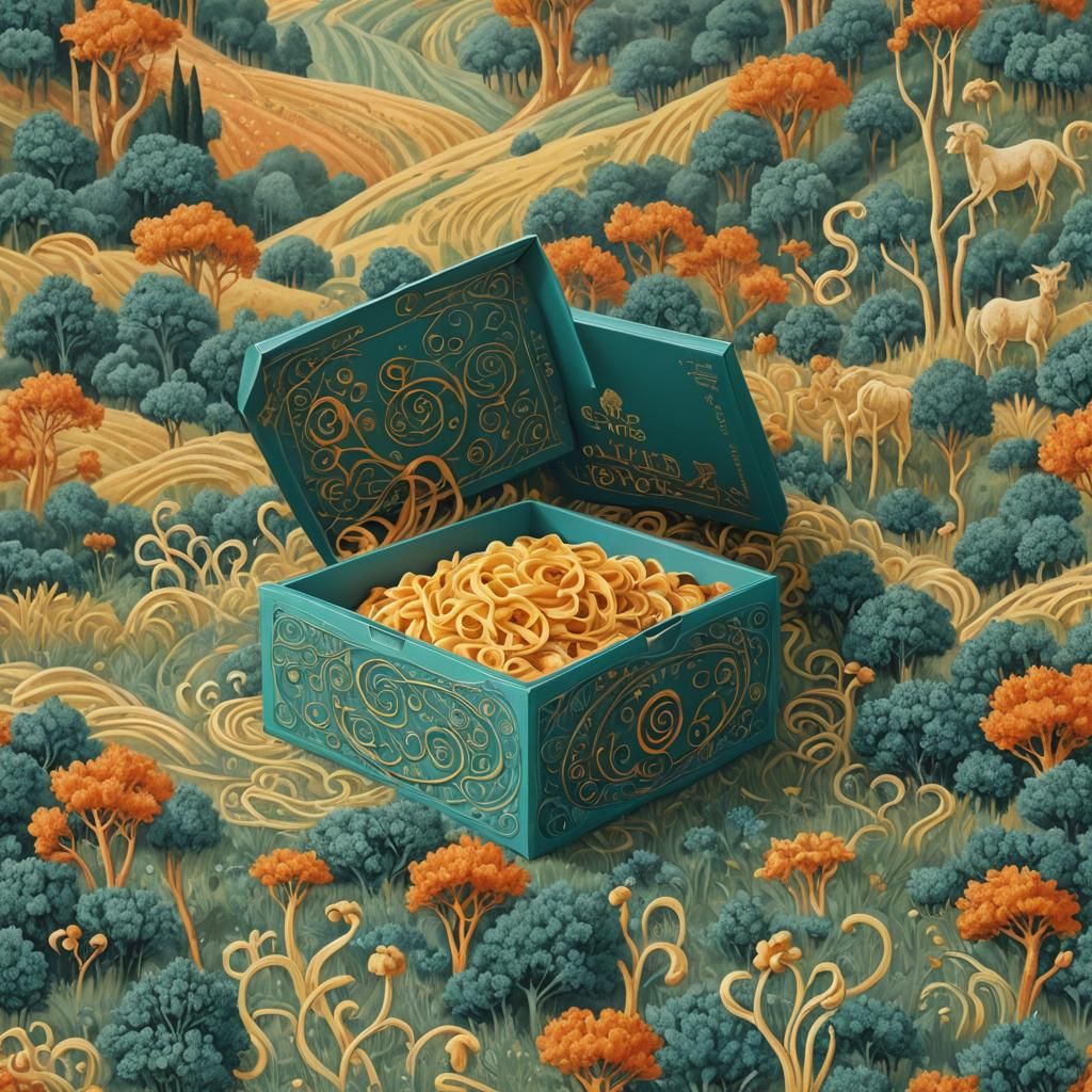 Lumaconi Pasta Box in Mystical Italian Landscape