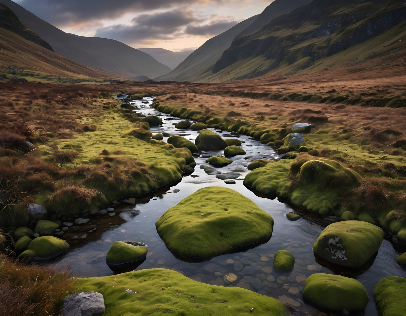 Tranquil River Valley at Dusk