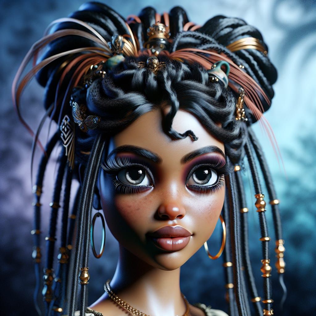 Voodoo Priestess in New Orleans, Detailed 3D Render