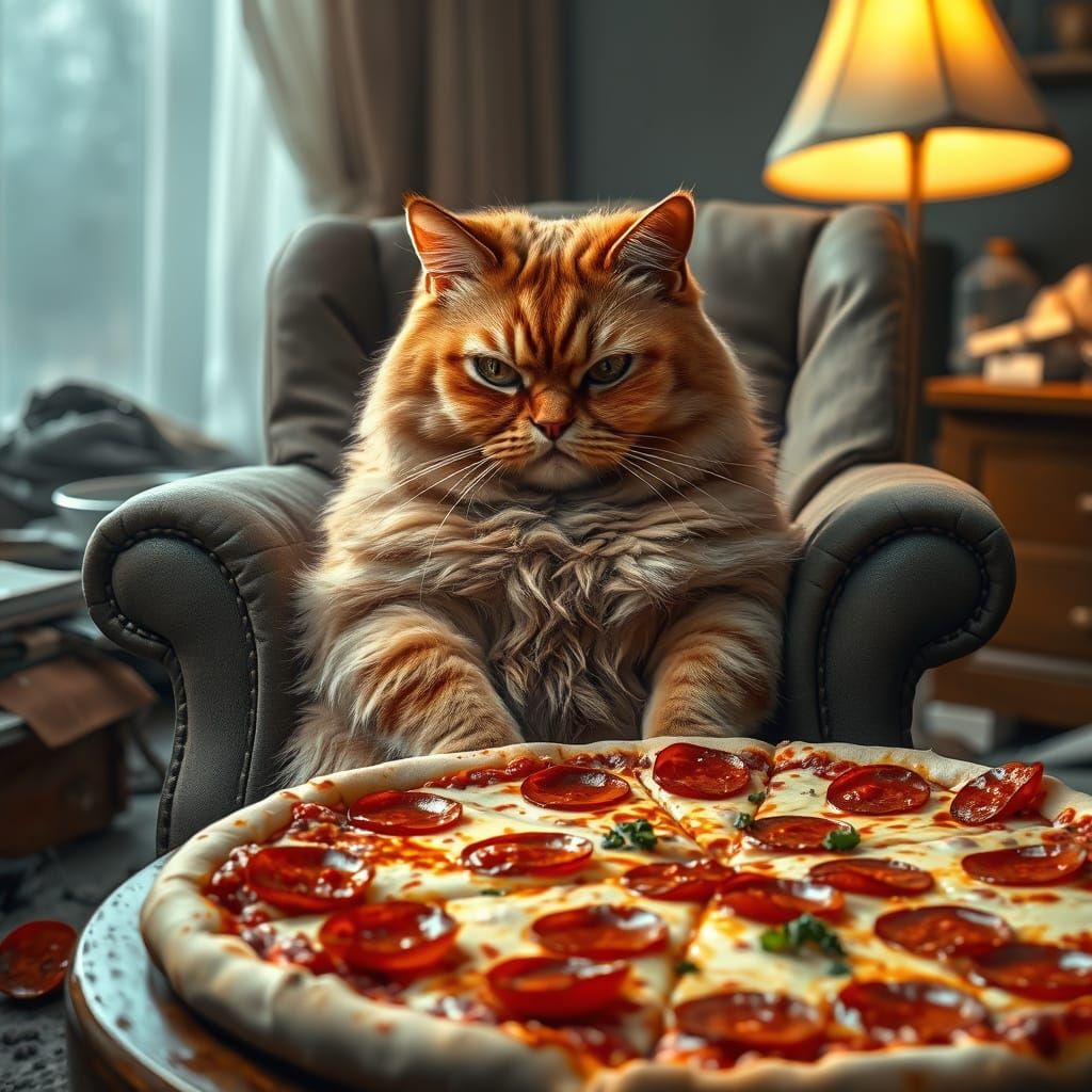 Lazy Orange Tabby Cat Basks in Front of a Scrumptious Pepper...