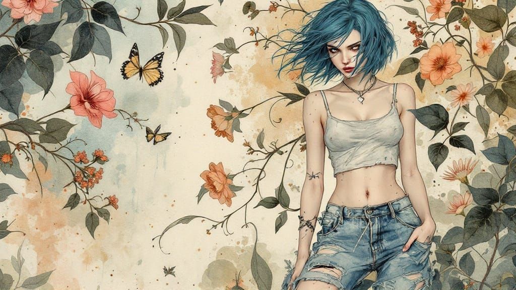 Ethereal Rebel with Thorns and Flame