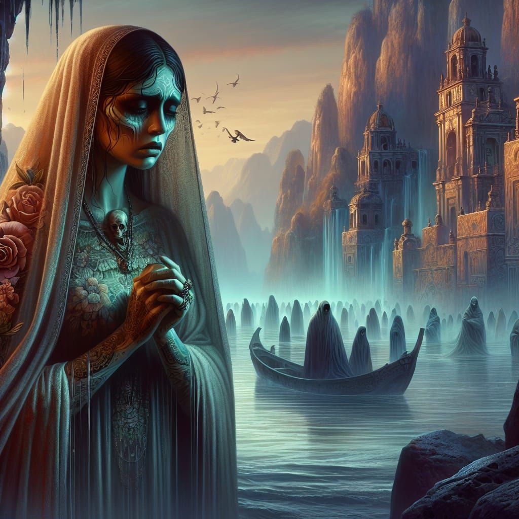 Haunting Matte Painting of La Llorona, the Crying Woman