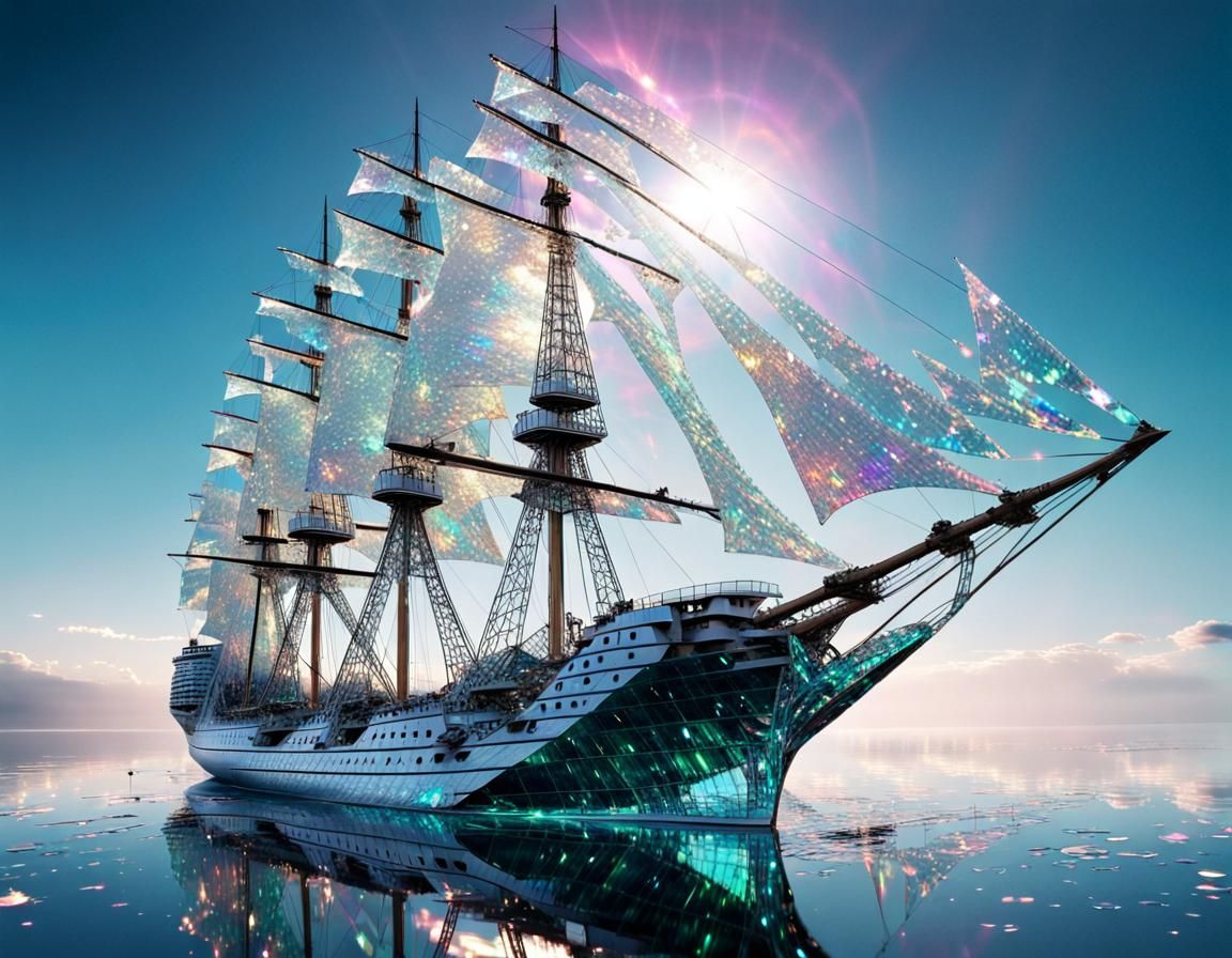 Crystal Ship with Broken Glass Effect