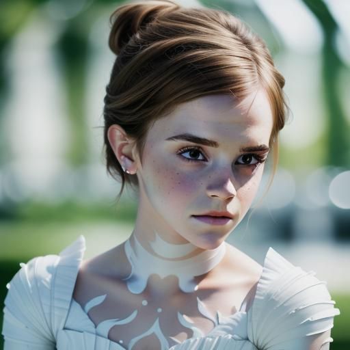 Emma Watson in White Body Paint
