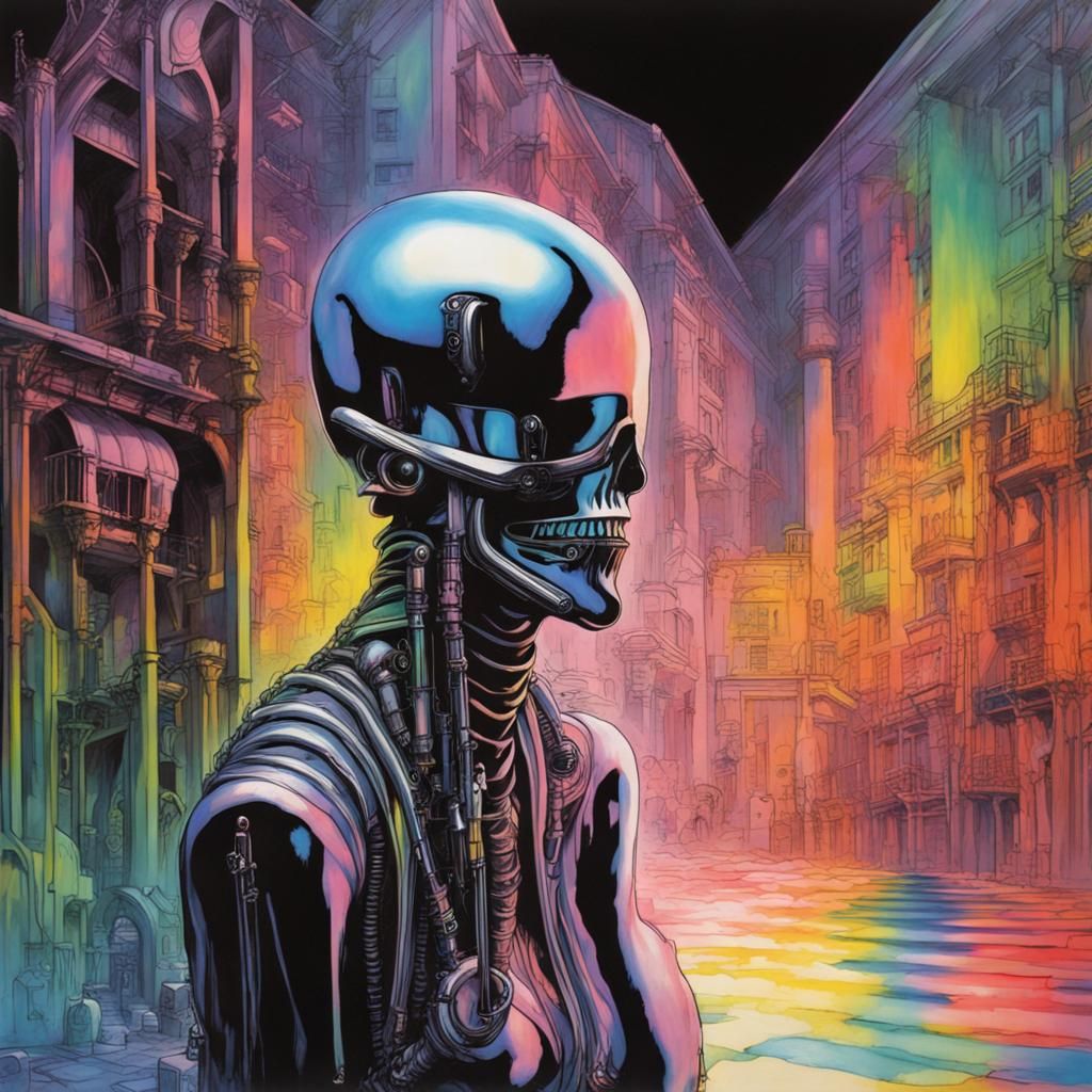 Rainbow Glow: Minimalist Pop Street Scene