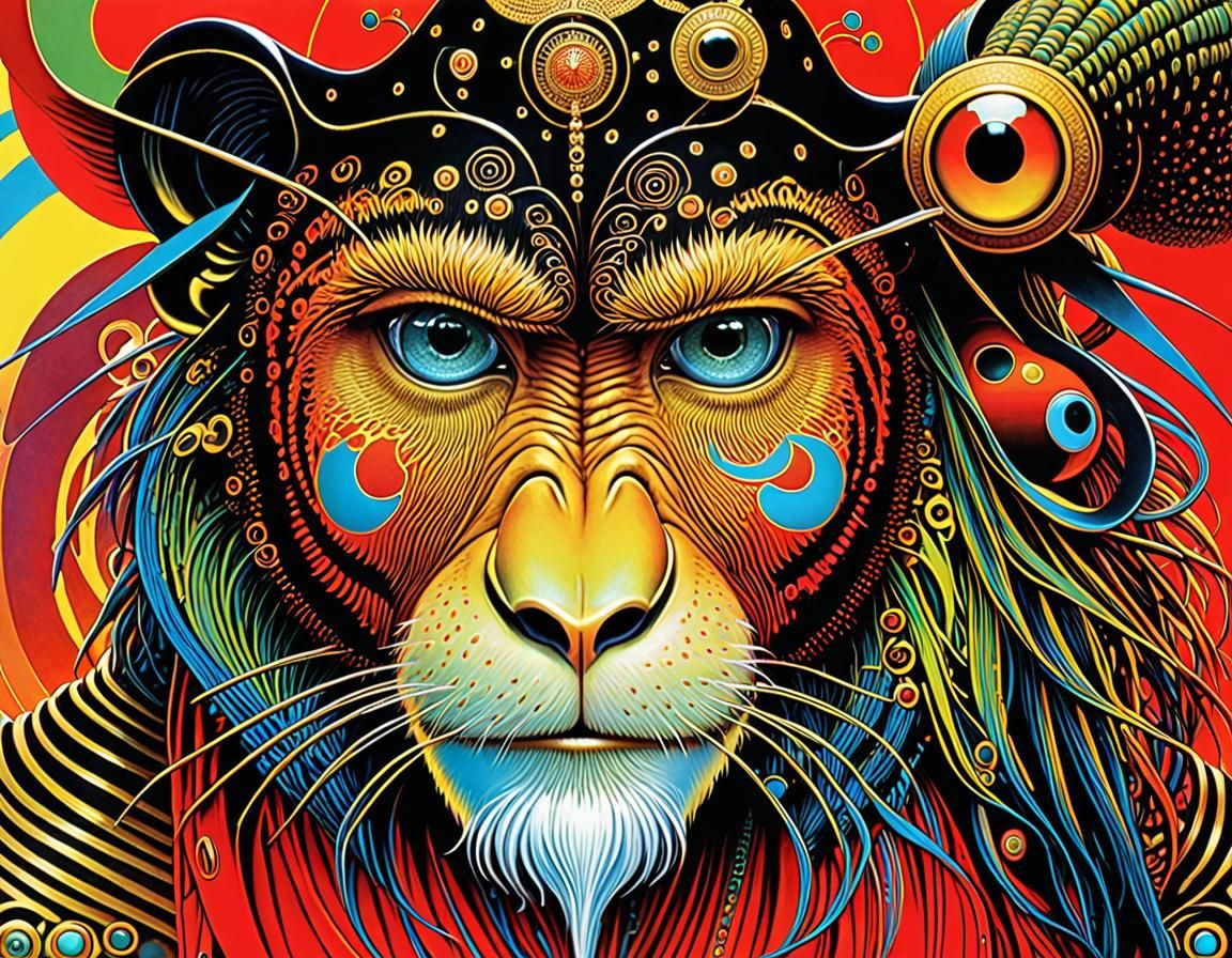 Psychedelic Abstract Monkey in Surreal Style