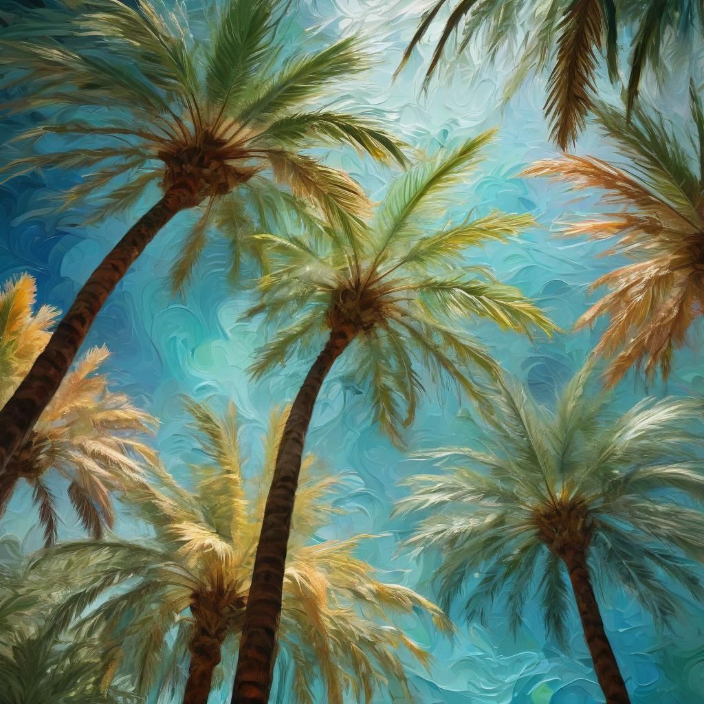Surreal Palm Trees in a Dreamlike Landscape