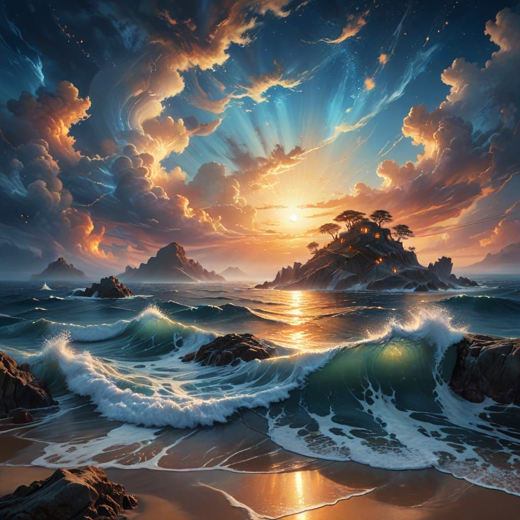 Dreamy Edge of the World in Ethereal Oil Painting