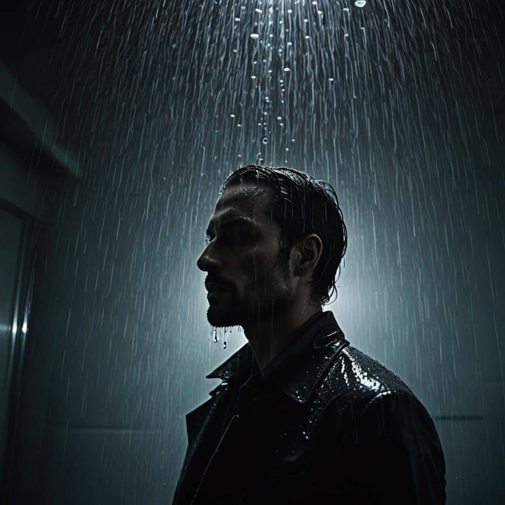 Shower in Eerie, Moody Film Noir Style