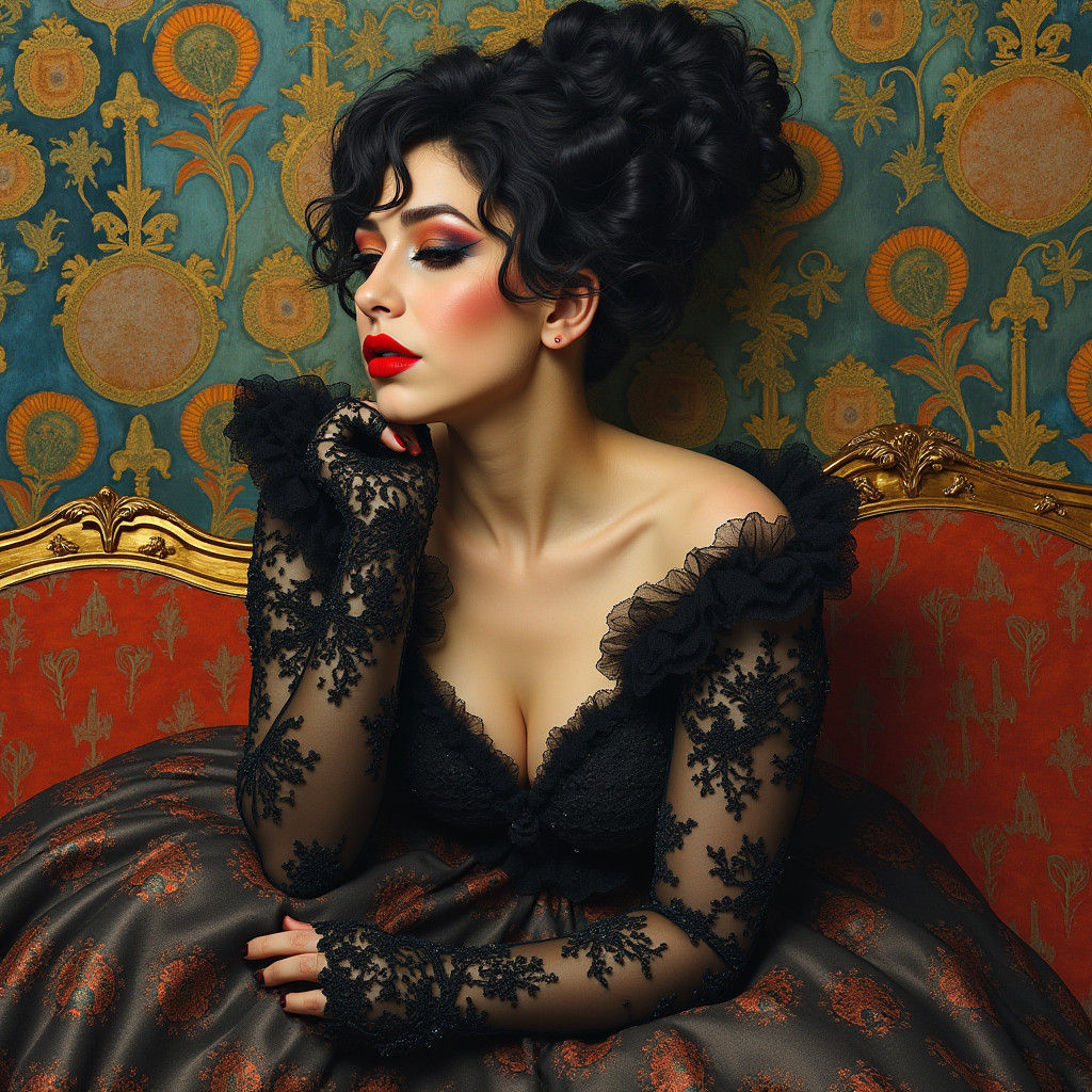 Mystical Portrait of Avant-Garde Figure in Dreamlike Setting