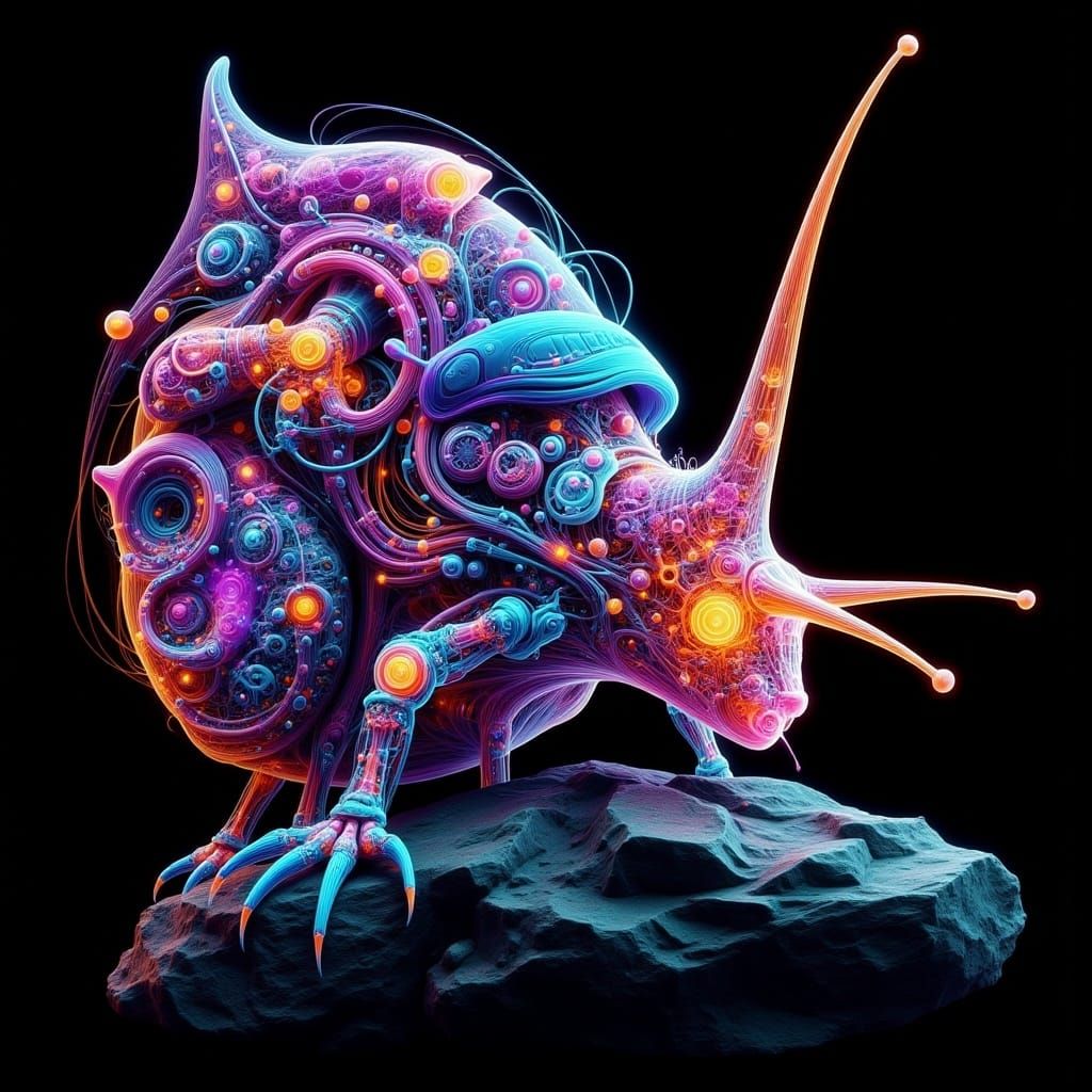 Cybernetic Snail in X-Ray Hyper-Realism