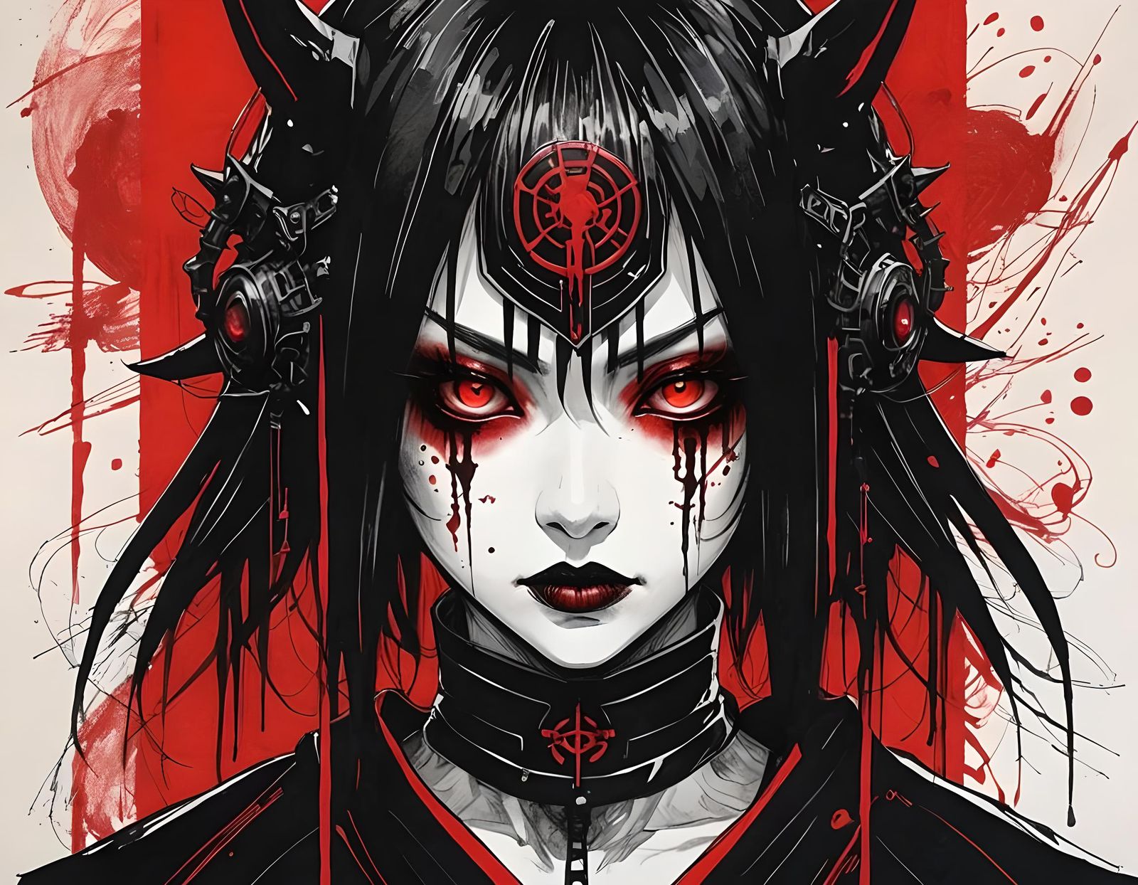 Gothic Ghoul in Steampunk Kimono Sketch