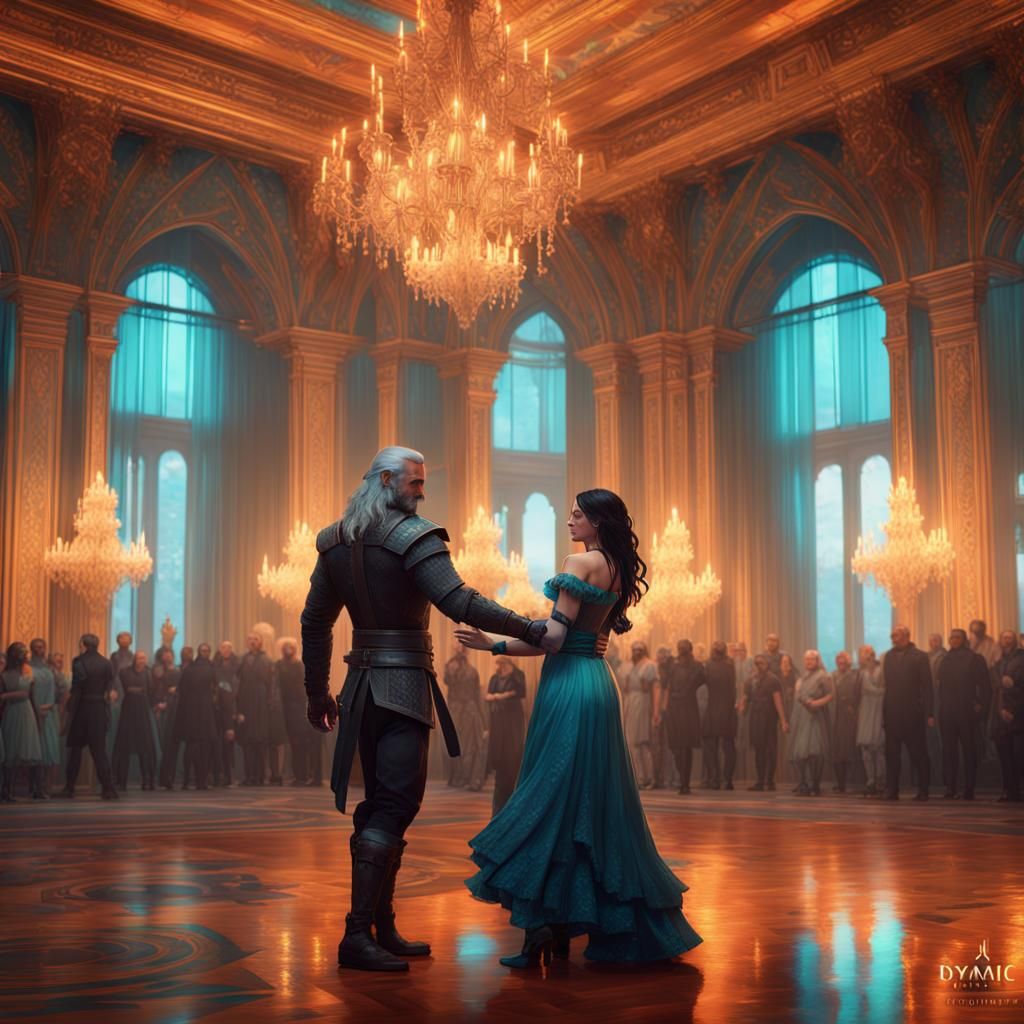 Geralt and Yennefer Dancing: Hyperdetailed Concept Art