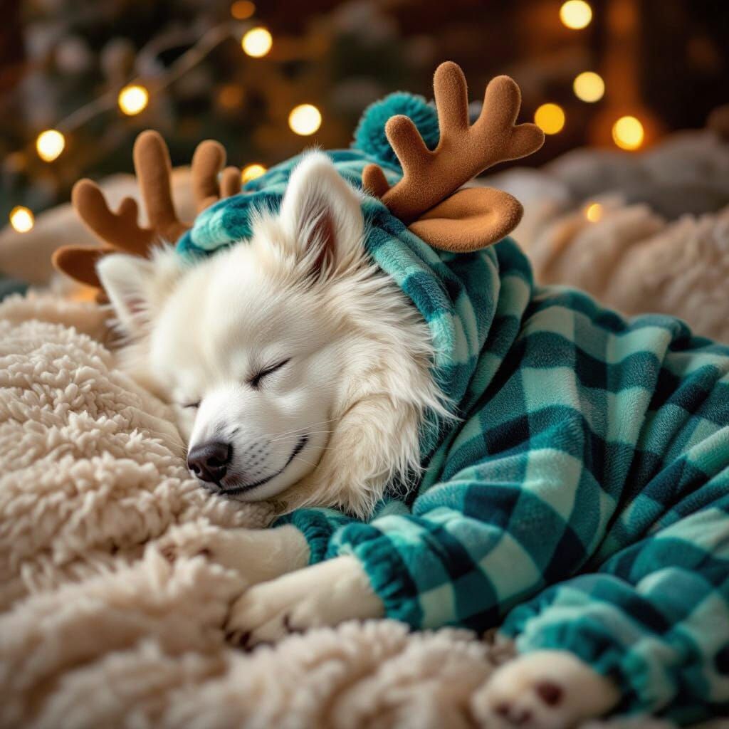 Sleeping Dog in Moose Costume, Vintage Illustration