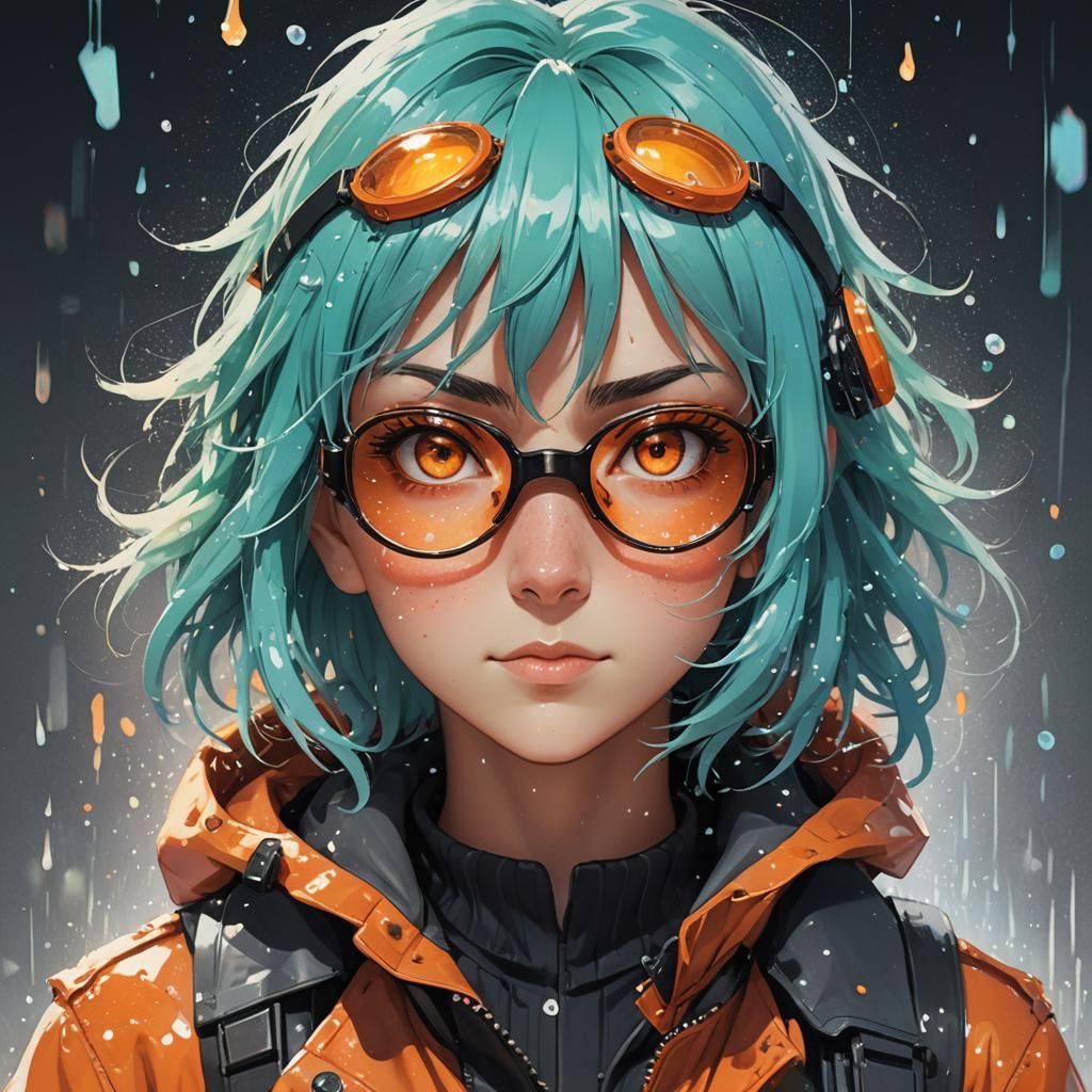 Ghibli Anime Girl Portrait with Aqua Hair
