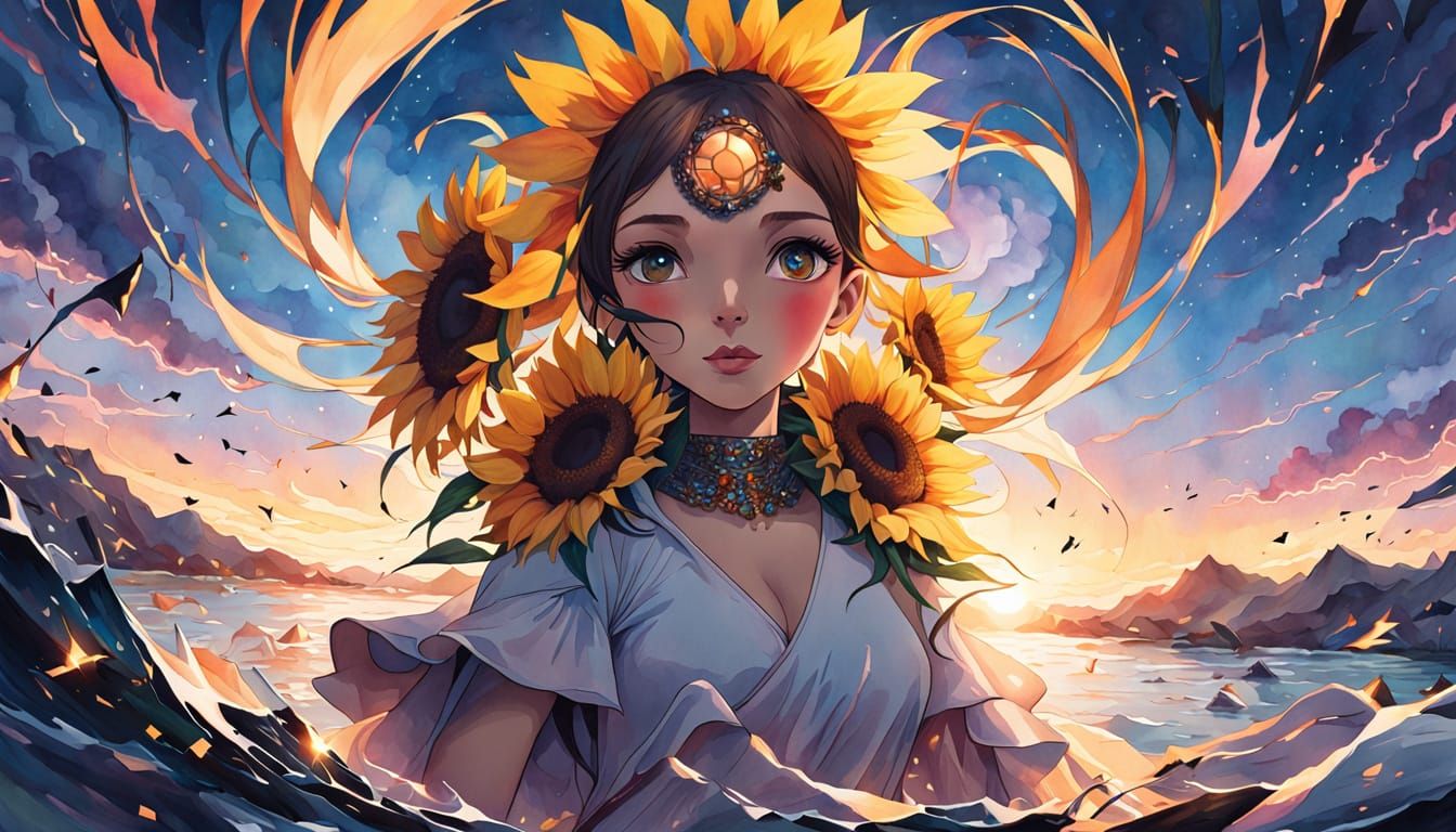 Psychedelic Kaleidoscope Art: Fractured Girl in Lightning St...