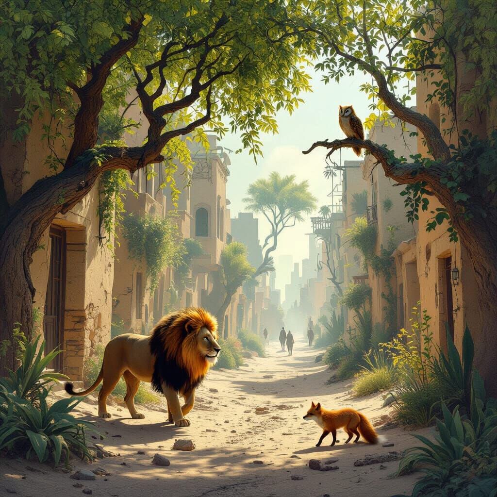 Surreal City of Animals and Desert Flora