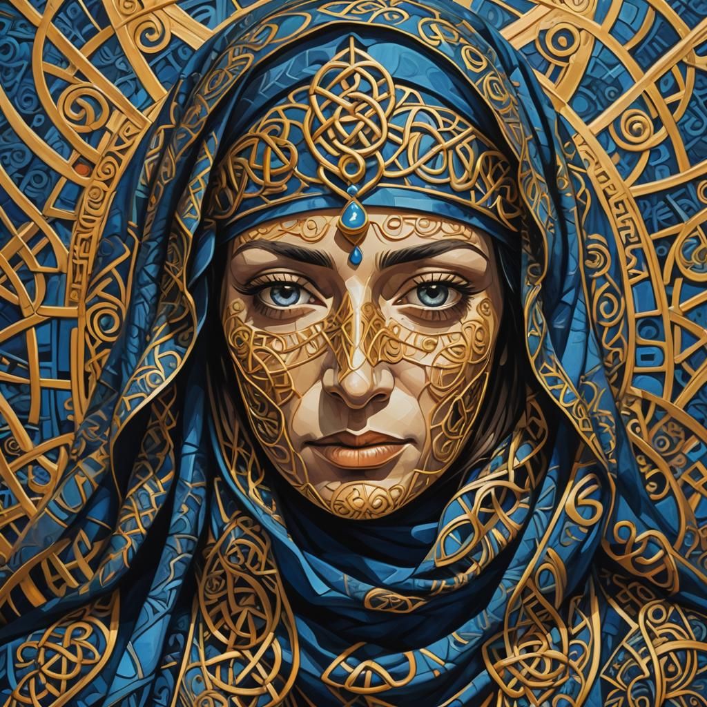 Celtic Burka in Cubist Geometric Fauvism Style