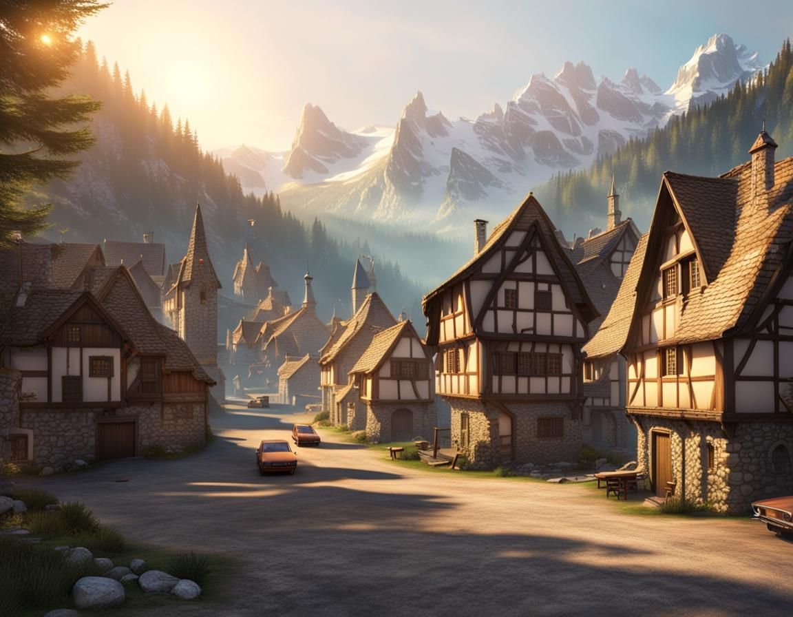 Medieval Village Meets Modernity at Sunrise