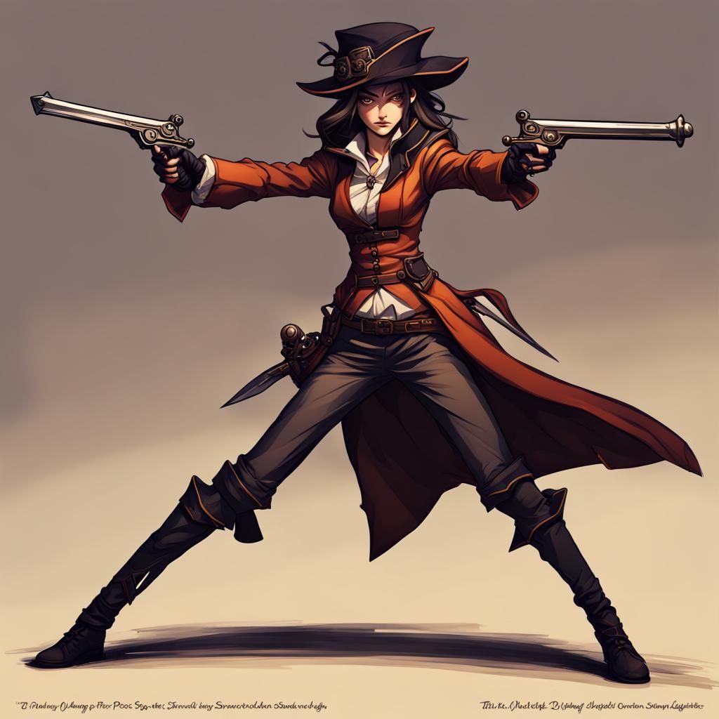 Elegant Female Duelist in Gothic Art Style