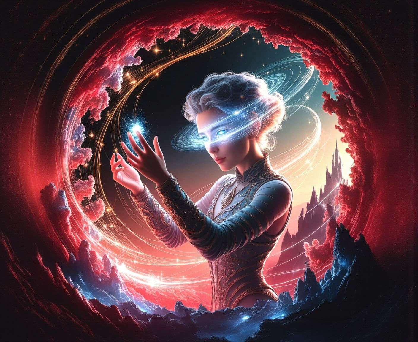 Cosmic Architect Designing Impossible Structures in Ethereal...